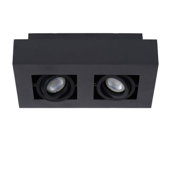 Plafoniera con 2 faretti orientabili rettangolare nero led 10w dim to warm 2200k 3000k