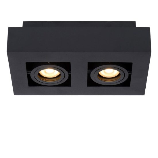 Plafoniera con 2 faretti orientabili rettangolare nero led 10w dim to warm 2200k 3000k