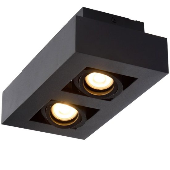 Plafoniera con 2 faretti orientabili rettangolare nero led 10w dim to warm 2200k 3000k