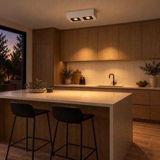 Plafoniera con 2 faretti orientabili rettangolare bianco nero led 10w dim to warm 2200k 3000k