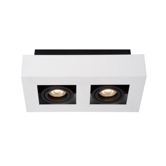 Plafoniera con 2 faretti orientabili rettangolare bianco nero led 10w dim to warm 2200k 3000k