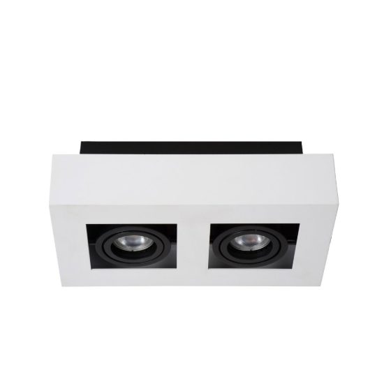 Plafoniera con 2 faretti orientabili rettangolare bianco nero led 10w dim to warm 2200k 3000k
