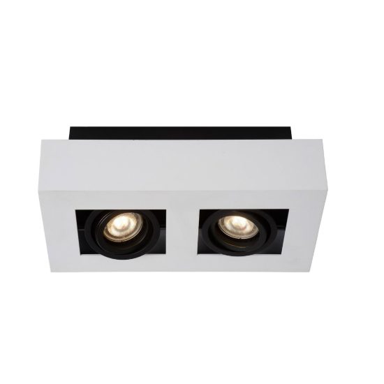 Plafoniera con 2 faretti orientabili rettangolare bianco nero led 10w dim to warm 2200k 3000k