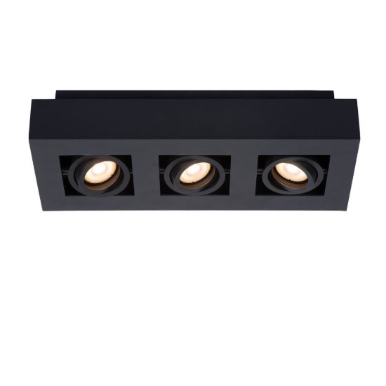 Plafoniera con 3 faretti orientabili rettangolare nero led 15w dim to warm 2200k 3000k