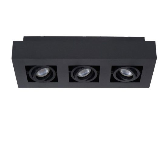 Plafoniera con 3 faretti orientabili rettangolare nero led 15w dim to warm 2200k 3000k