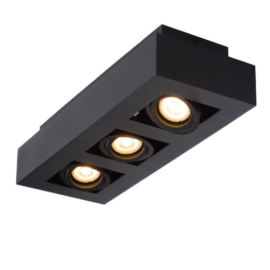 Plafoniera con 3 faretti orientabili rettangolare nero led 15w dim to warm 2200k 3000k
