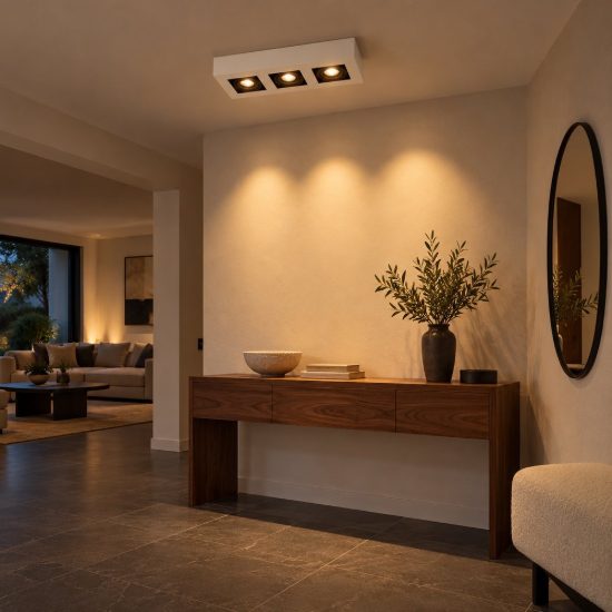 Plafoniera con 3 faretti orientabili rettangolare bianco nero led 15w dim to warm 2200k 3000k