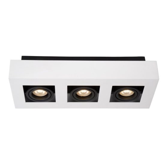 Plafoniera con 3 faretti orientabili rettangolare bianco nero led 15w dim to warm 2200k 3000k