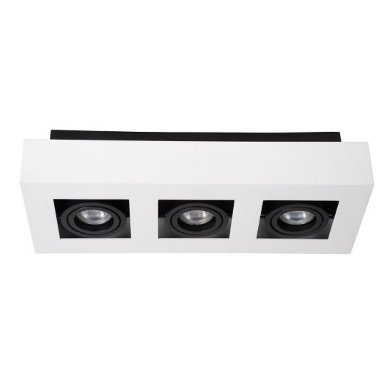 Plafoniera con 3 faretti orientabili rettangolare bianco nero led 15w dim to warm 2200k 3000k