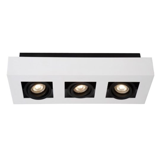 Plafoniera con 3 faretti orientabili rettangolare bianco nero led 15w dim to warm 2200k 3000k