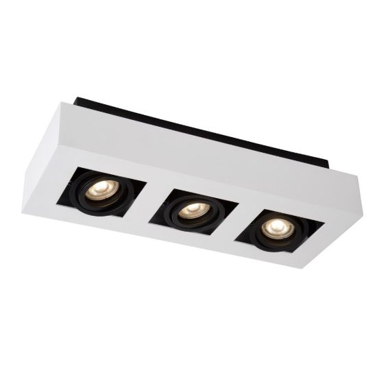 Plafoniera con 3 faretti orientabili rettangolare bianco nero led 15w dim to warm 2200k 3000k
