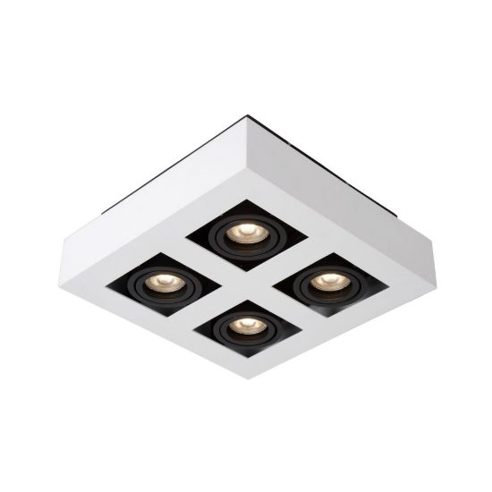 Plafoniera con 4 faretti orientabili quadrata bianco nero led 20w dim to warm 2200k 3000k