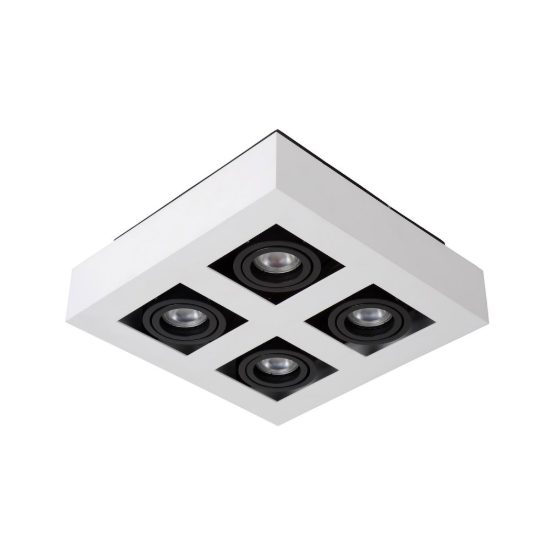 Plafoniera con 4 faretti orientabili quadrata bianco nero led 20w dim to warm 2200k 3000k