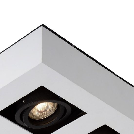 Plafoniera con 4 faretti orientabili quadrata bianco nero led 20w dim to warm 2200k 3000k
