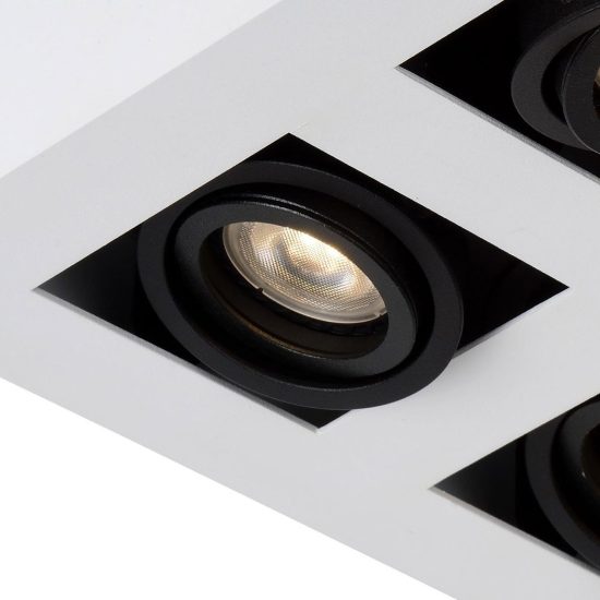 Plafoniera con 4 faretti orientabili quadrata bianco nero led 20w dim to warm 2200k 3000k