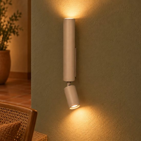 Applique 2 luci a cilindro per salotto moderna tortora