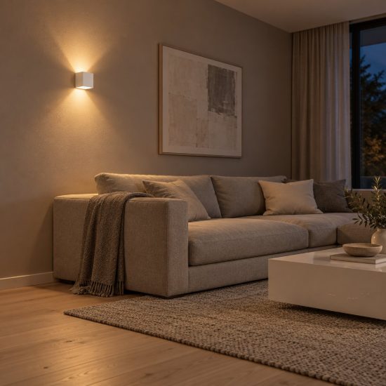 Applique quadrata per salotto moderna bianco led 4w 2700k