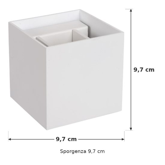 Applique quadrata per salotto moderna bianco led 4w 2700k