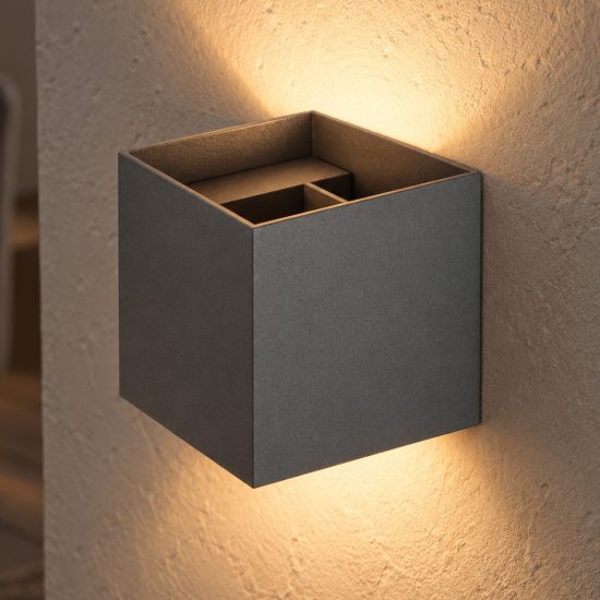 Applique quadrata per soggiorno moderna grigio led 4w 2700k