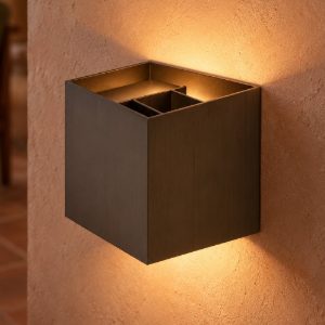 Applique quadrata per salotto moderna marrone ruggine led 4w 2700k