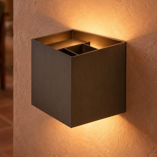 Applique quadrata per salotto moderna marrone ruggine led 4w 2700k