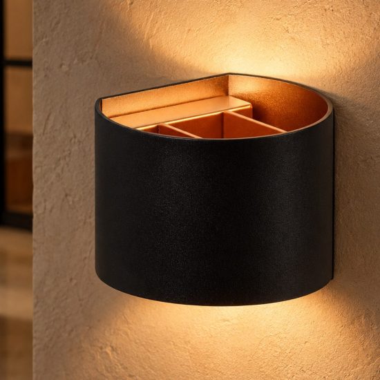 Applique curva per soggiorno moderna nero led 3,5w 2700k