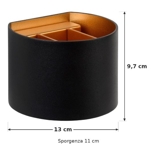 Applique curva per soggiorno moderna nero led 3,5w 2700k