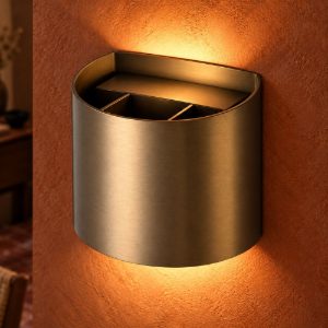 Applique curva per salotto moderna marrone ruggine led 3,5w 2700k