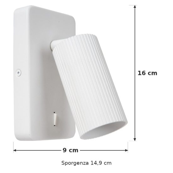 Applique per comodino camera da letto moderna bianco