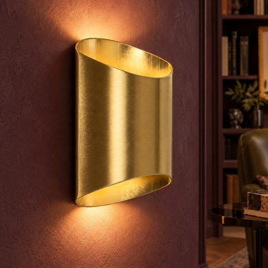 Applique curva per soggiorno contemporanea oro