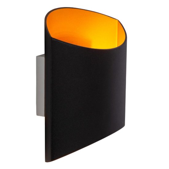 Applique curva per soggiorno contemporanea nero oro