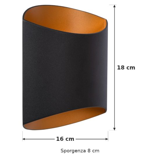 Applique curva per soggiorno contemporanea nero oro