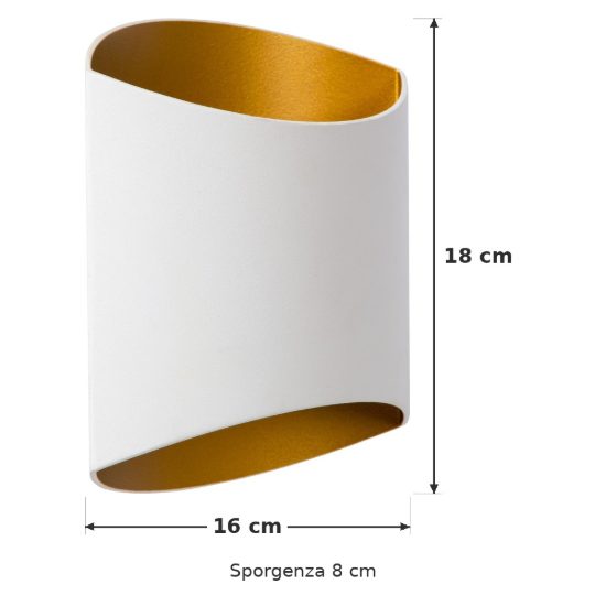 Applique curva per soggiorno contemporanea bianco oro