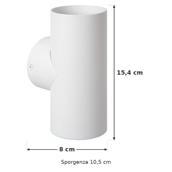 Applique 2 luci grande a cilindro per salotto moderna bianco