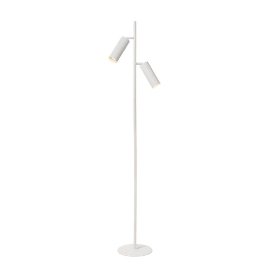 Lampada da terra per salotto moderna bianco con 2 faretti