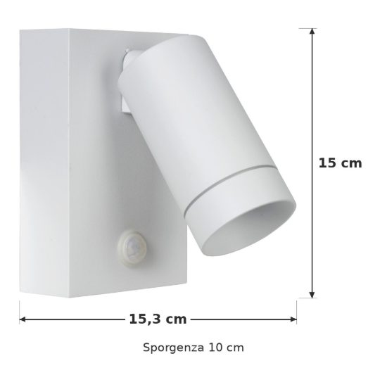Applique da esterno moderna bianco ip54 con sensore di movimento