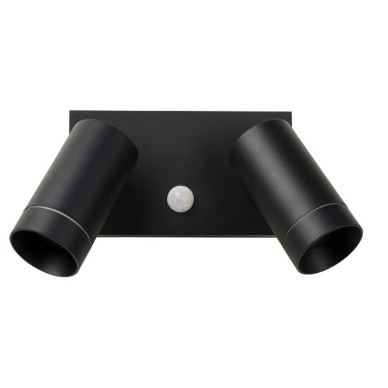 Applique da esterno con 2 faretti orientabili moderna nero ip54 con sensore di movimento