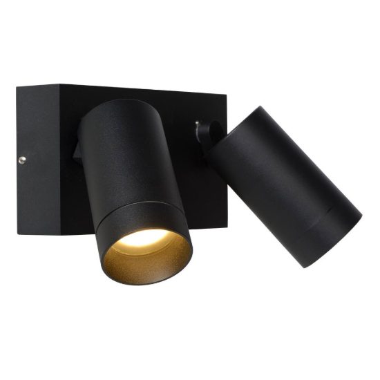 Applique da esterno con 2 faretti orientabili moderna nero ip54 con sensore di movimento