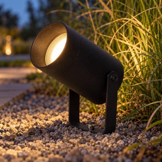 Faretto da giardino con picchetto moderno nero ip65