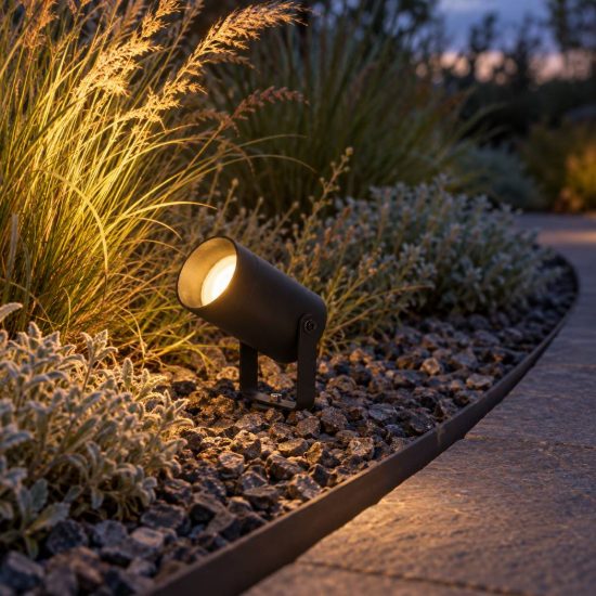 Faretto da giardino con picchetto moderno nero ip65