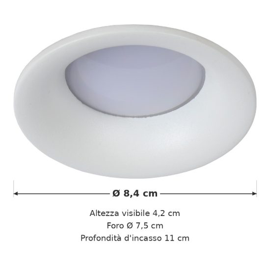 Faretto da incasso per cartongesso per bagno moderno rotondo bianco ip44