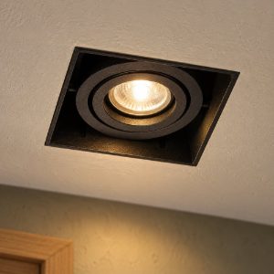 Faretto da incasso per cartongesso per soggiorno orientabile quadrato nero senza cornice