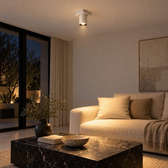Faretto da soffitto per salotto orientabile moderno bianco nero led 5w dim to warm 2200k 3000k