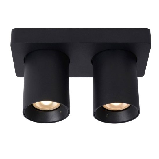 Plafoniera con 2 faretti orientabili moderna rettangolare nero led 10w dim to warm 2200k 3000k