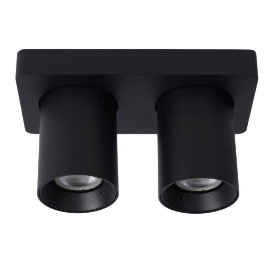 Plafoniera con 2 faretti orientabili moderna rettangolare nero led 10w dim to warm 2200k 3000k