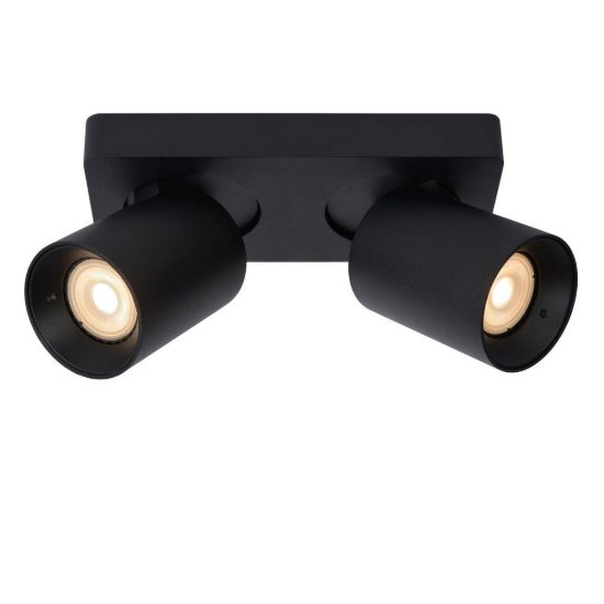 Plafoniera con 2 faretti orientabili moderna rettangolare nero led 10w dim to warm 2200k 3000k
