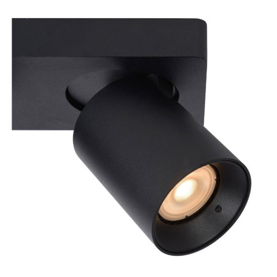 Plafoniera con 2 faretti orientabili moderna rettangolare nero led 10w dim to warm 2200k 3000k