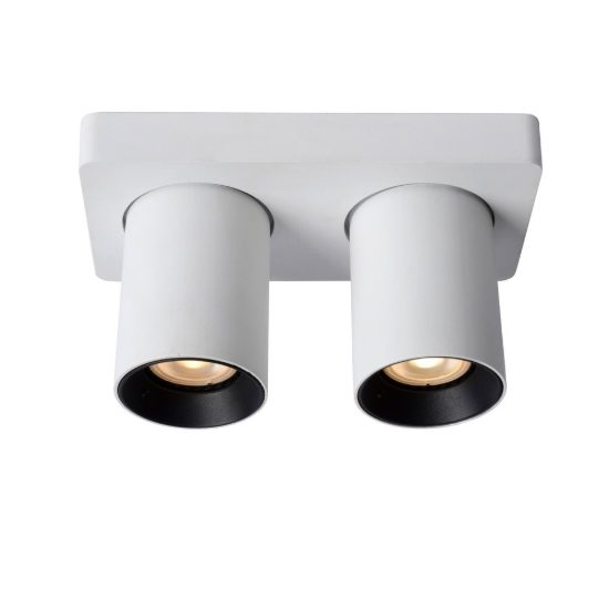 Plafoniera con 2 faretti orientabili moderna rettangolare bianco led 10w dim to warm 2200k 3000k