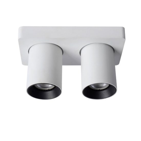 Plafoniera con 2 faretti orientabili moderna rettangolare bianco led 10w dim to warm 2200k 3000k