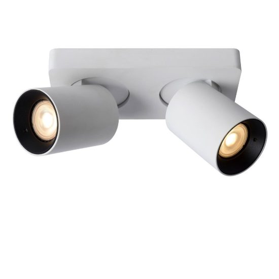 Plafoniera con 2 faretti orientabili moderna rettangolare bianco led 10w dim to warm 2200k 3000k